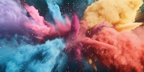 Canvas Print - Colored powders flying in the air, perfect for vibrant and dynamic visual projects