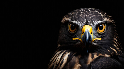 Canvas Print - Close up of bird's face with yellow around its eyes and beak.