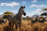 Fototapeta  - Herd of zebras in the wild