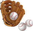 New baseball ball and weathered glove