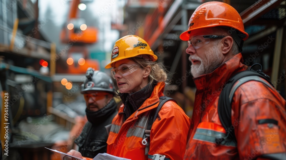 Safety Brief Engineer Example Safety engineers getting a safety briefing Stock Photo | Adobe Stock