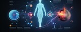 Fototapeta Kosmos - Futuristic medical research or kidney health care with diagnosis and vitals infographic
