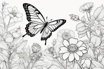 outline drawings of a Butterfly for the coloring page