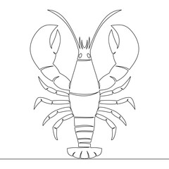 Wall Mural - Continuous line drawing crayfish in silhouette icon vector illustration concept