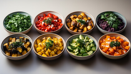 Sticker - Fresh salad bowl with a variety of healthy vegetables and organic ingredients generated by AI