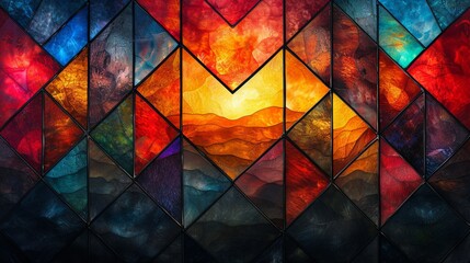 Canvas Print - Stained glass window background with colorful abstract.