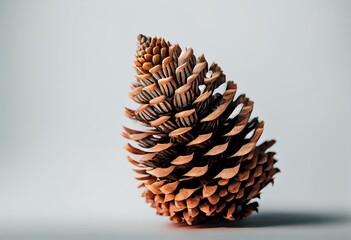 a pine cone with a brown line on it's side and a white background with a gray background and a light brown line on the top of the bottom of the cone is a. generative ai