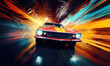 © Daniela - Poster illustration od Vintage beautiful car in movement with amazing background