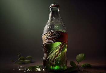 Canvas Print - Refreshing soda drink in plastic bottle. Generative AI