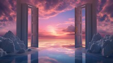 Whimsical Doorways Floating In The Air, Each Leading To A Different Fantastical Realm, With Surreal Landscapes Visible Through The Shimmering Portals