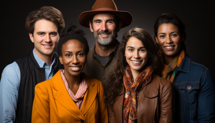 Canvas Print - A diverse group of adults smiling, looking at camera confidently generated by AI