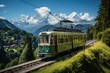 Ascendant cable car reveals stunning mountainous views., generative IA