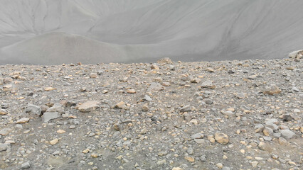 Poster - Myvatn, Iceland. Aerial view of large Hverfjall volcano crater, Tephra cone or Tuff ring volcano on overcast day