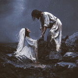 Fototapeta Łazienka - Jesus rescues bride from the pit