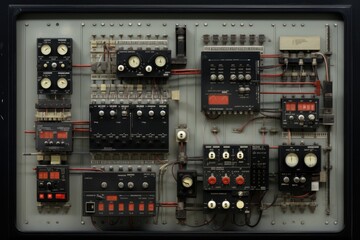 Poster - Control panel with static energy meters and circuit-breakers