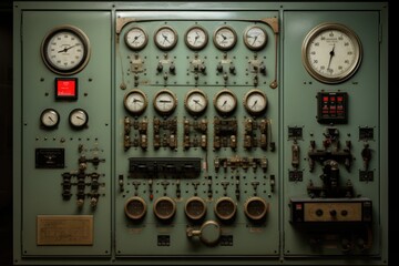 Poster - Control panel with static energy meters and circuit-breakers