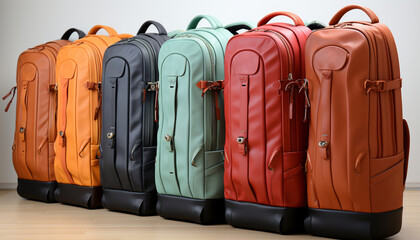 Poster - A colorful collection of bags awaits the adventurous traveler generated by AI