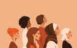 © zaie - Women of different race look at side, profile face, vector