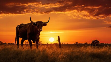 Wall Mural - livestock cow silhouette