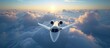 Luxury private jet flying high above the clouds. Exclusive air transportation