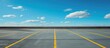 Empty concrete floor for outdoor car parking with blue sky. AI generated image