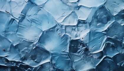 Poster - Abstract ice crystal pattern on blue background, reflecting nature freshness generated by AI