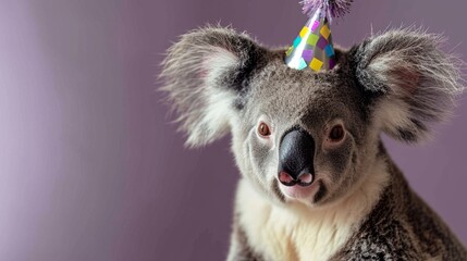 Sticker - Koala with birthday hat generative ai