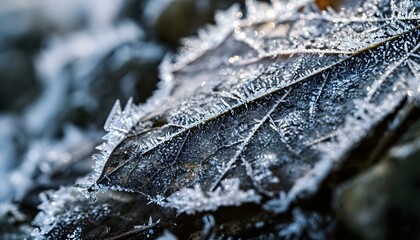 Wall Mural - a close up of a leaf covered in ice
