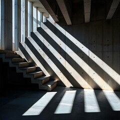 Wall Mural - a stair case in a building with the sun shining through the windows