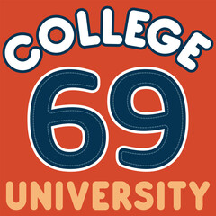 Wall Mural - college or varsity type illustration, with varied fonts and texts, some with mascots, patches and colorful college numbers. with blocks.