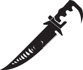 Wall Mural - Gothic Guardian Sophisticated Black Combat Knife Design Silent Stalker Minimalistic Vector Knife Icon