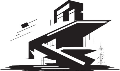 Ink Inspiration Contemporary Vector Structure Midnight Monochrome Sophisticated Black Architecture