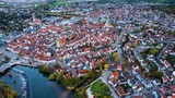 Fototapeta Las - Aerial view of the old town Nürtingen in Germany on a sunny day in autumn	
