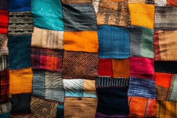 diverse patchwork blanket background. summer ornament pattern fabric style. generate ai