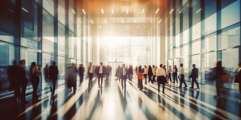 Blurred group of busy business people