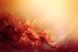 Stunning abstract crimson and golden foggy dawn image with floral design, serving as a background banner. Generative AI
