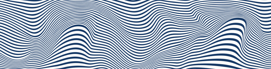 Wall Mural - minimalistic abstract pattern with wavy lines and stripes, curving in geometric dance. black and whi