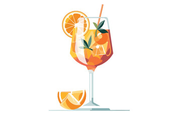 Aperol spritz summer cocktail isolated vector style