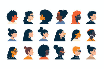 Wall Mural - inclusive group of people avatar set isolated vector style
