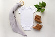 gender neutral baby bodysuit blank white mock up