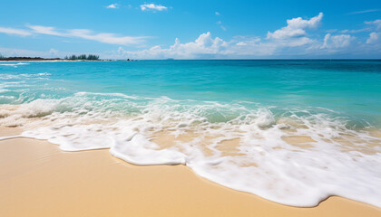 Poster - Tropical coastline, turquoise wave reflects bright Caribbean summer beauty generated by AI