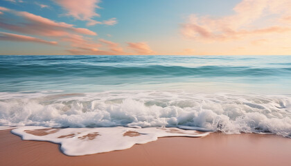 Canvas Print - Sunset over the tranquil coastline, reflecting the beauty of nature generated by AI