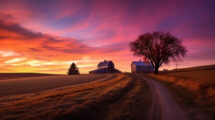 Canvas Print - nature sunset on farm