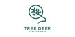 logo design combining the shape of a deer's head with a tree, logo design template, symbol idea.