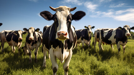 Wall Mural - Herd of Cows on a meadow in summer