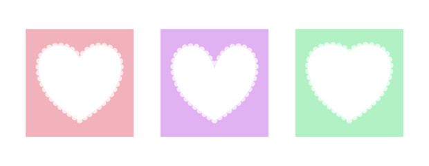 Wall Mural - Set of Cute Romantic Frames – Collection of Isolated Frames on Transparent Background
