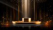 Luxurious podium, decorated with sparkling light effects
