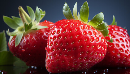 Sticker - Freshness and sweetness of ripe strawberry, a healthy snack generated by AI