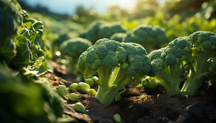 Wall Mural - Fresh, organic vegetables grow in nature healthy green garden generated by AI