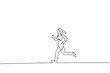 © Rizal - Continuous one drawn line silhouette of running athlete girl runner